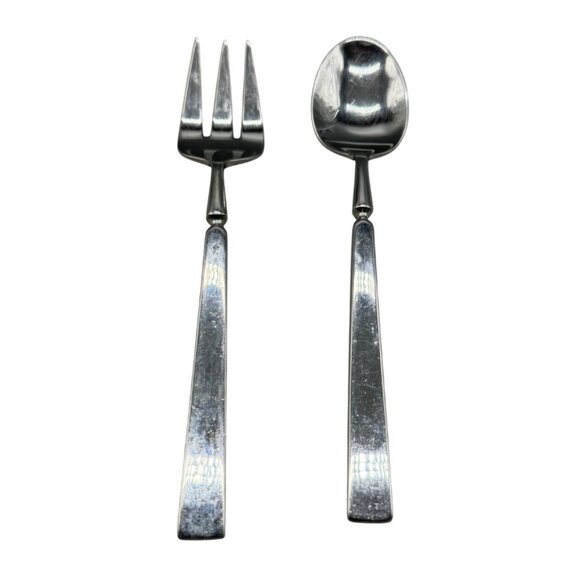 Vintage serving Fork & Spoon Set elegant  9" pewter ? READ - Picture 1 of 8